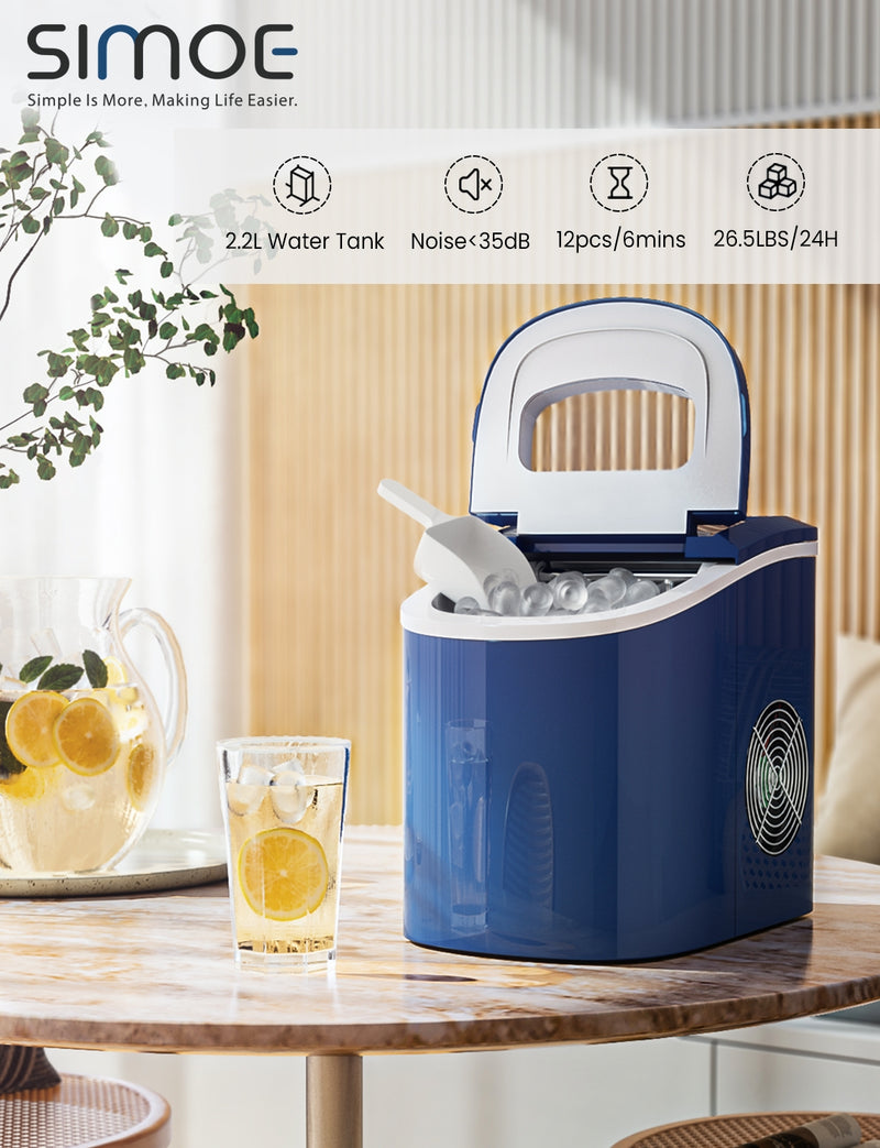 Mini Portable Compact Electric Ice Maker Machine-Navy