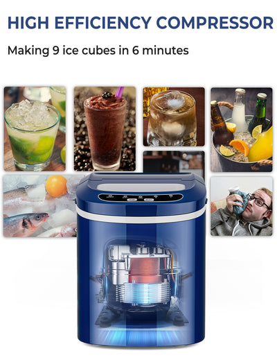 Mini Portable Compact Electric Ice Maker Machine-Navy