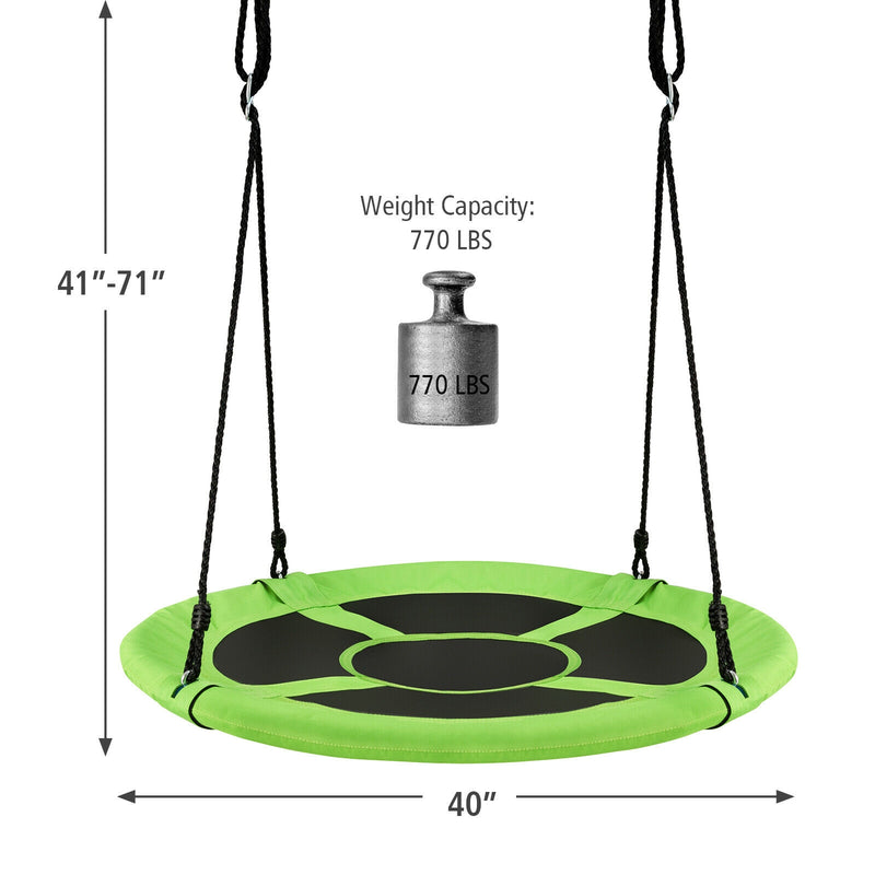 40 Inch 770 lbs Flying Saucer Tree Swing Kids Gift with 2 Tree Hanging Straps-Green