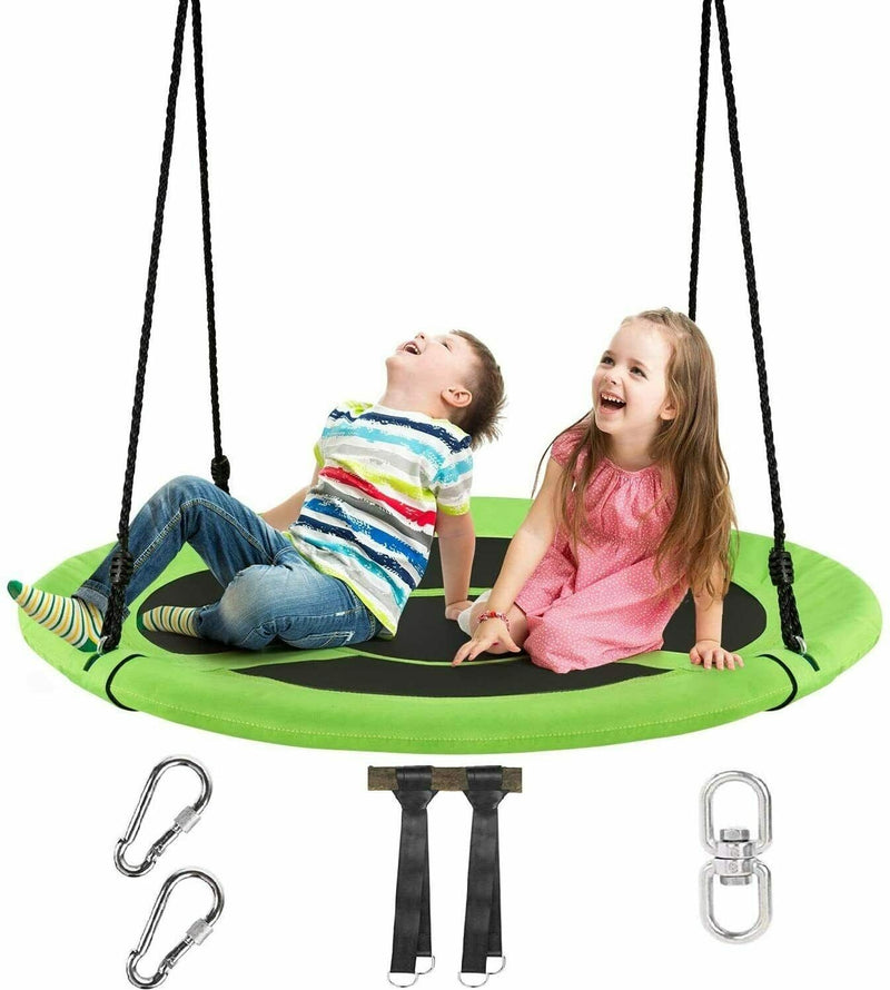 40 Inch 770 lbs Flying Saucer Tree Swing Kids Gift with 2 Tree Hanging Straps-Green