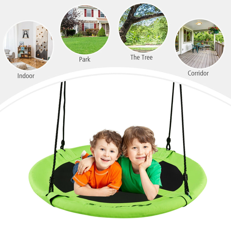 40 Inch 770 lbs Flying Saucer Tree Swing Kids Gift with 2 Tree Hanging Straps-Green