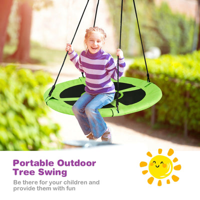 40 Inch 770 lbs Flying Saucer Tree Swing Kids Gift with 2 Tree Hanging Straps-Green