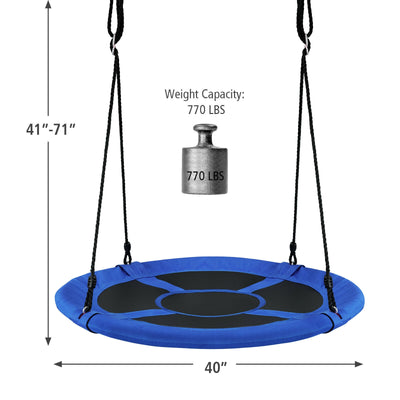 40 Inch 770 lbs Flying Saucer Tree Swing Kids Gift with 2 Tree Hanging Straps-Blue