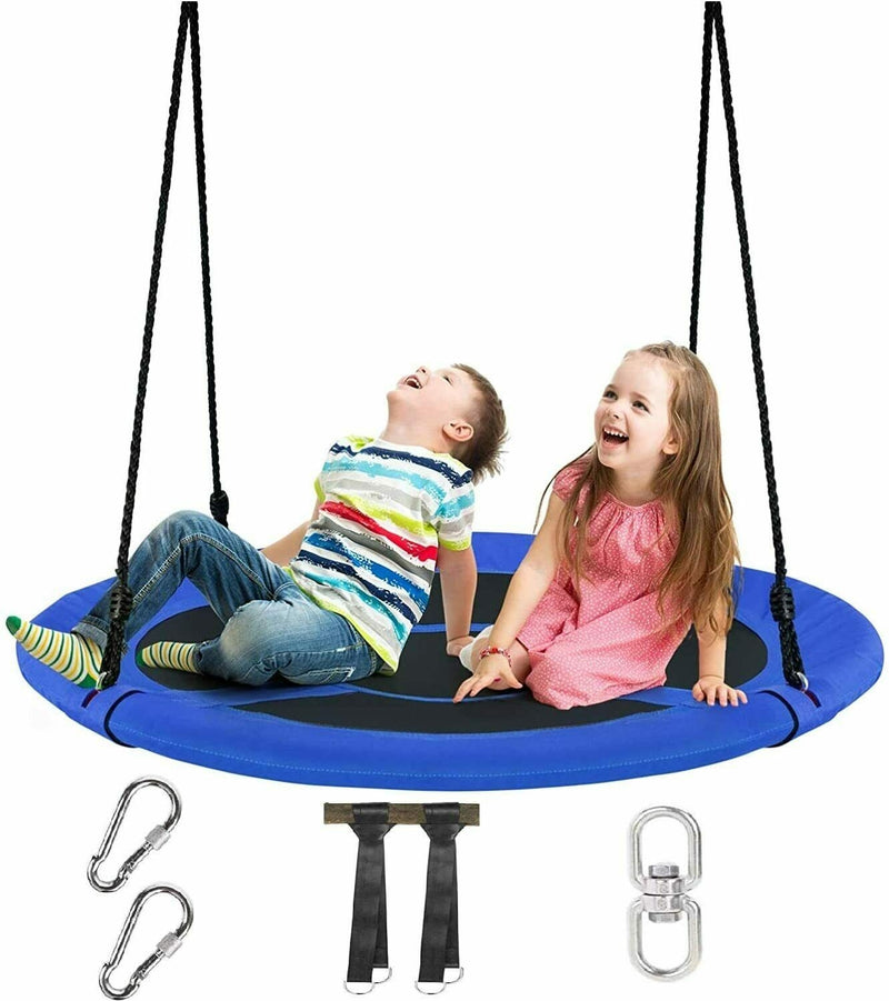 40 Inch 770 lbs Flying Saucer Tree Swing Kids Gift with 2 Tree Hanging Straps-Blue