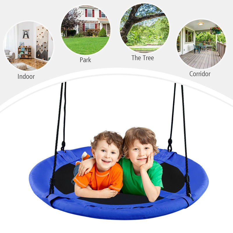 40 Inch 770 lbs Flying Saucer Tree Swing Kids Gift with 2 Tree Hanging Straps-Blue