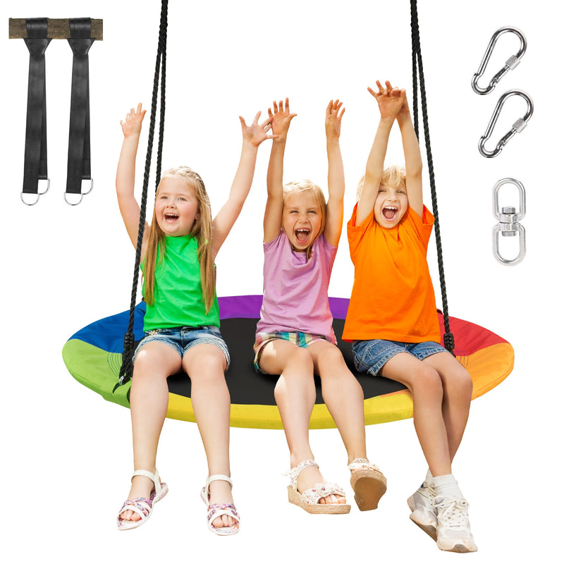 40 Inch 770 lbs Flying Saucer Tree Swing Kids Gift with 2 Tree Hanging Straps-Multicolor