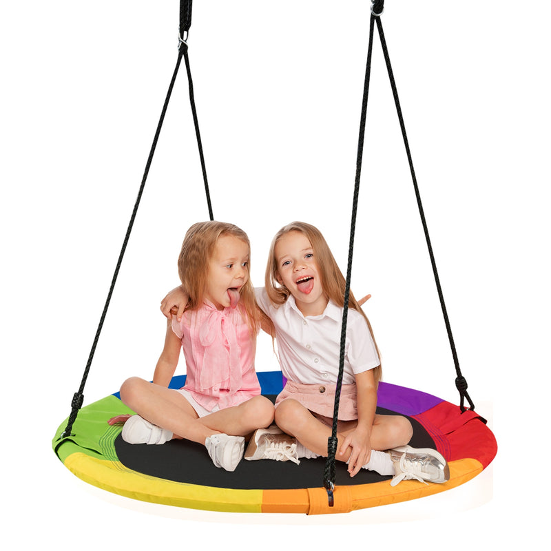 40 Inch 770 lbs Flying Saucer Tree Swing Kids Gift with 2 Tree Hanging Straps-Multicolor