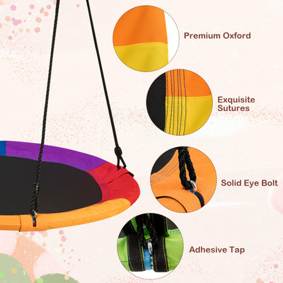 40 Inch 770 lbs Flying Saucer Tree Swing Kids Gift with 2 Tree Hanging Straps-Multicolor