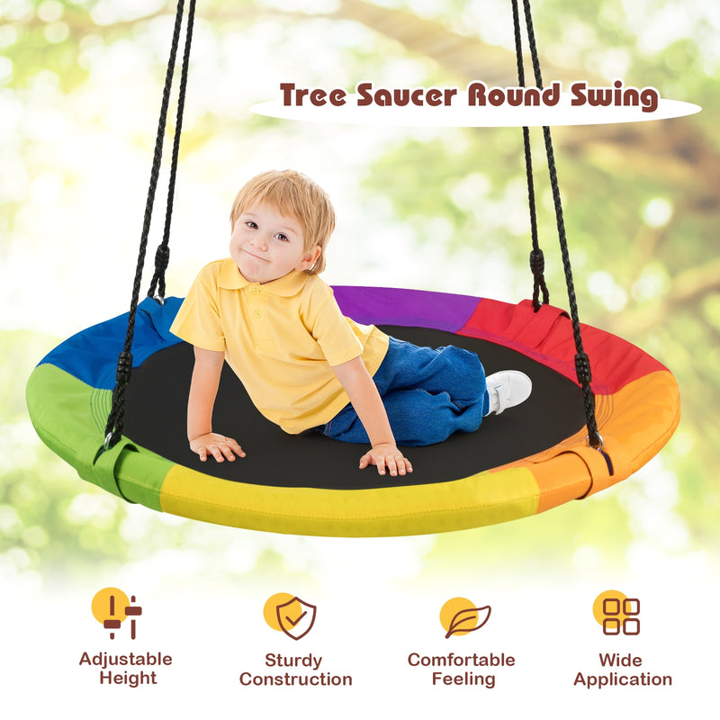 40 Inch 770 lbs Flying Saucer Tree Swing Kids Gift with 2 Tree Hanging Straps-Multicolor