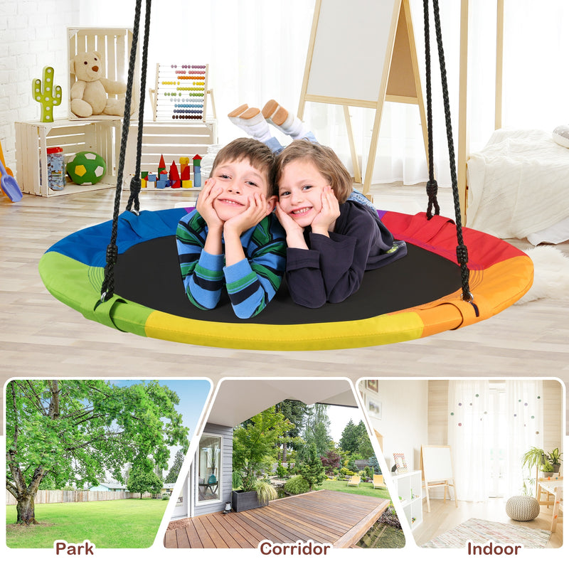 40 Inch 770 lbs Flying Saucer Tree Swing Kids Gift with 2 Tree Hanging Straps-Multicolor