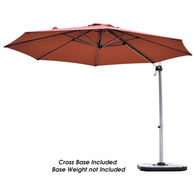 11 Feet Patio Offset Cantilever Umbrella 360° Rotation Aluminum Tilt-Brick Red