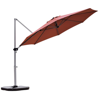 11 Feet Patio Offset Cantilever Umbrella 360° Rotation Aluminum Tilt-Brick Red