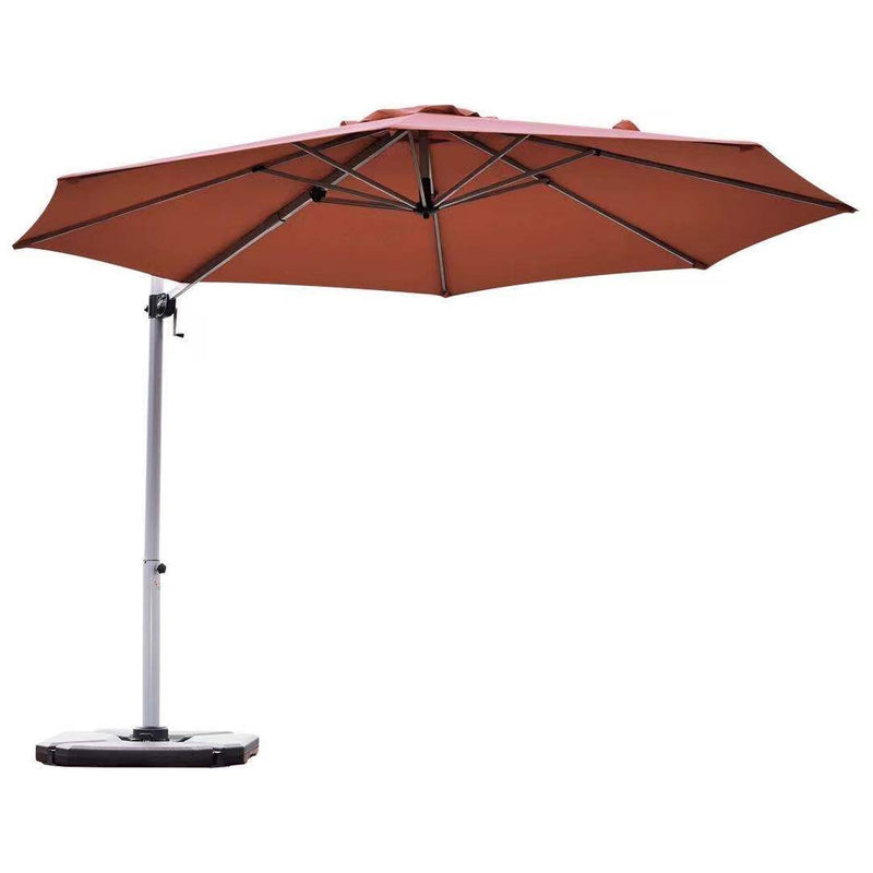 11 Feet Patio Offset Cantilever Umbrella 360° Rotation Aluminum Tilt-Brick Red