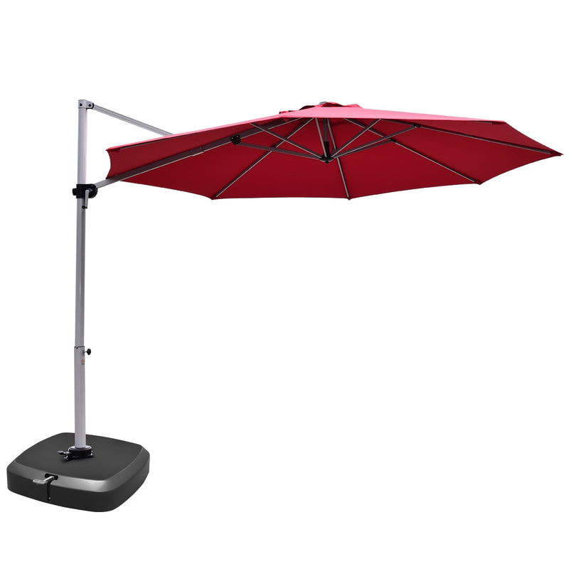 11 Feet Patio Offset Cantilever Umbrella 360° Rotation Aluminum Tilt-Red