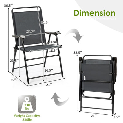 4 Pieces Portable Outdoor Folding Chair with Armrest