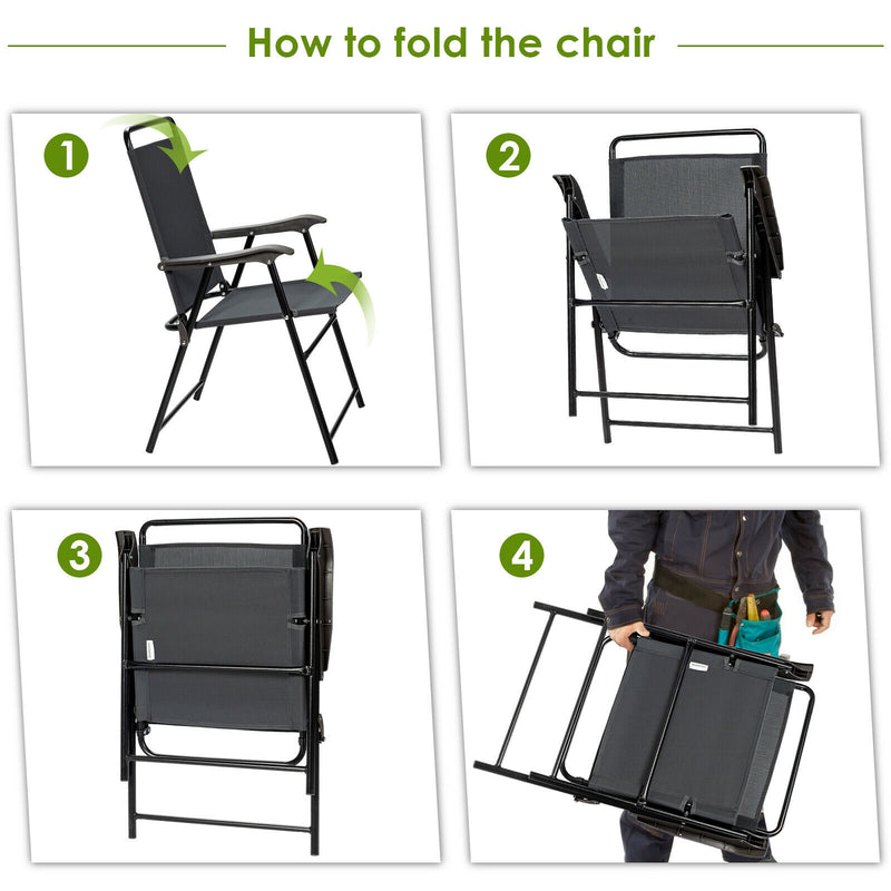 4 Pieces Portable Outdoor Folding Chair with Armrest