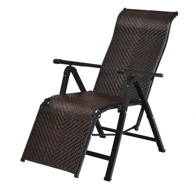 Patio Back Adjustable Rattan Folding Lounge Recliner