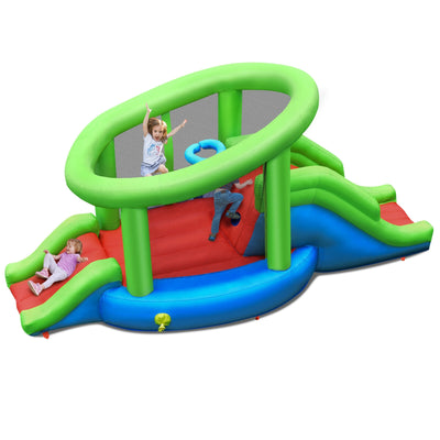 Inflatable Dual Slide Basketball Game Bounce House Without Blower