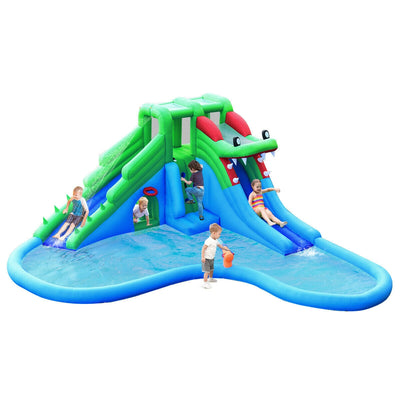 Inflatable Water Park Crocodile Bouncer Dual Slide Climbing Wall Without Blower