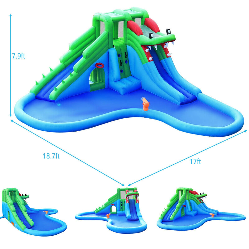 Inflatable Water Park Crocodile Bouncer Dual Slide Climbing Wall Without Blower