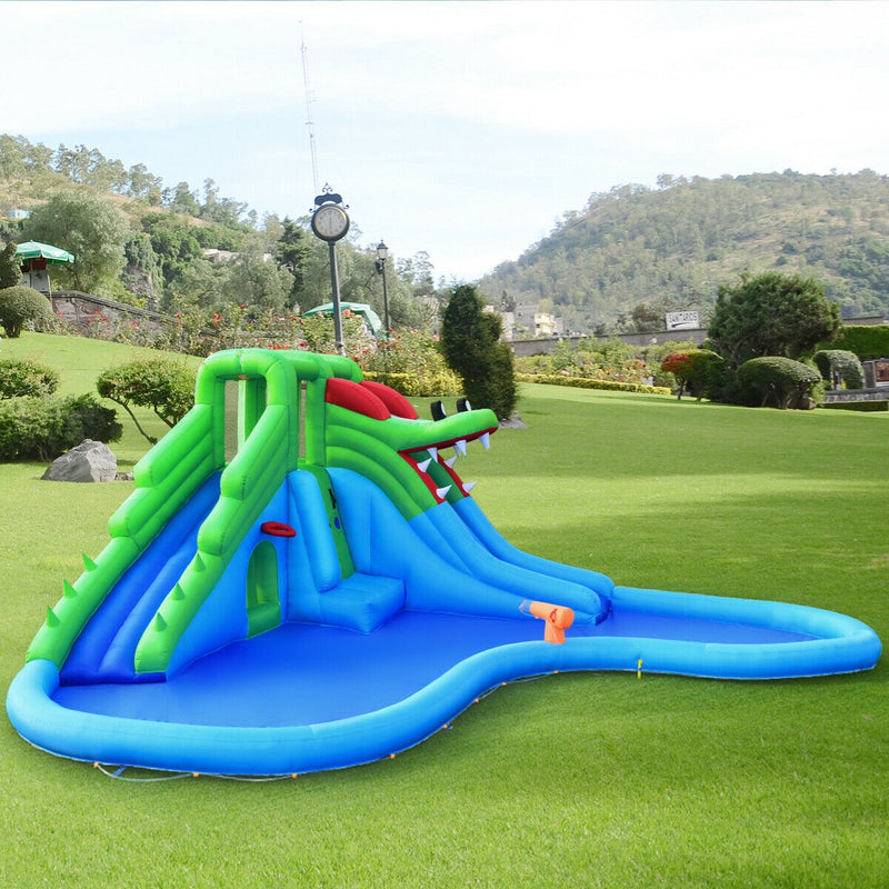 Inflatable Water Park Crocodile Bouncer Dual Slide Climbing Wall Without Blower