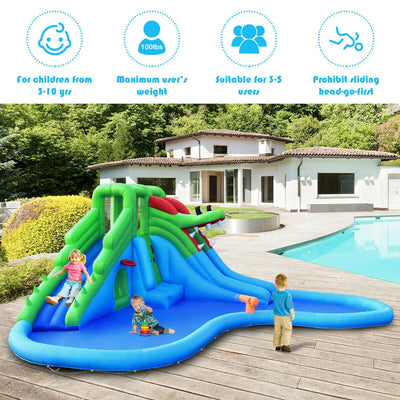 Inflatable Water Park Crocodile Bouncer Dual Slide Climbing Wall Without Blower