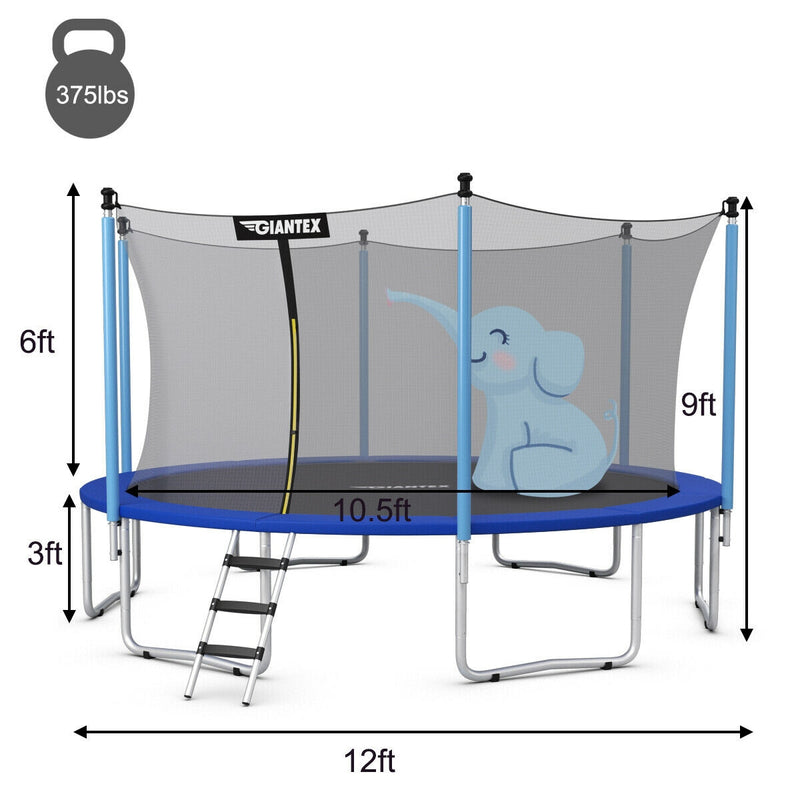 12 Feet Trampoline Combo with Spring Pad Ladder