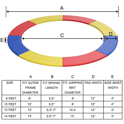 10Ft Waterproof Safety Trampoline  Bounce Frame Spring Cover Outdoor/Indoor-Multicolor