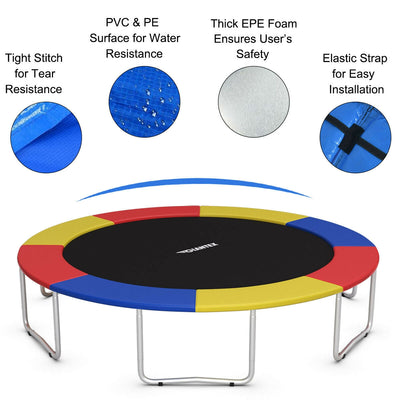 10Ft Waterproof Safety Trampoline  Bounce Frame Spring Cover Outdoor/Indoor-Multicolor