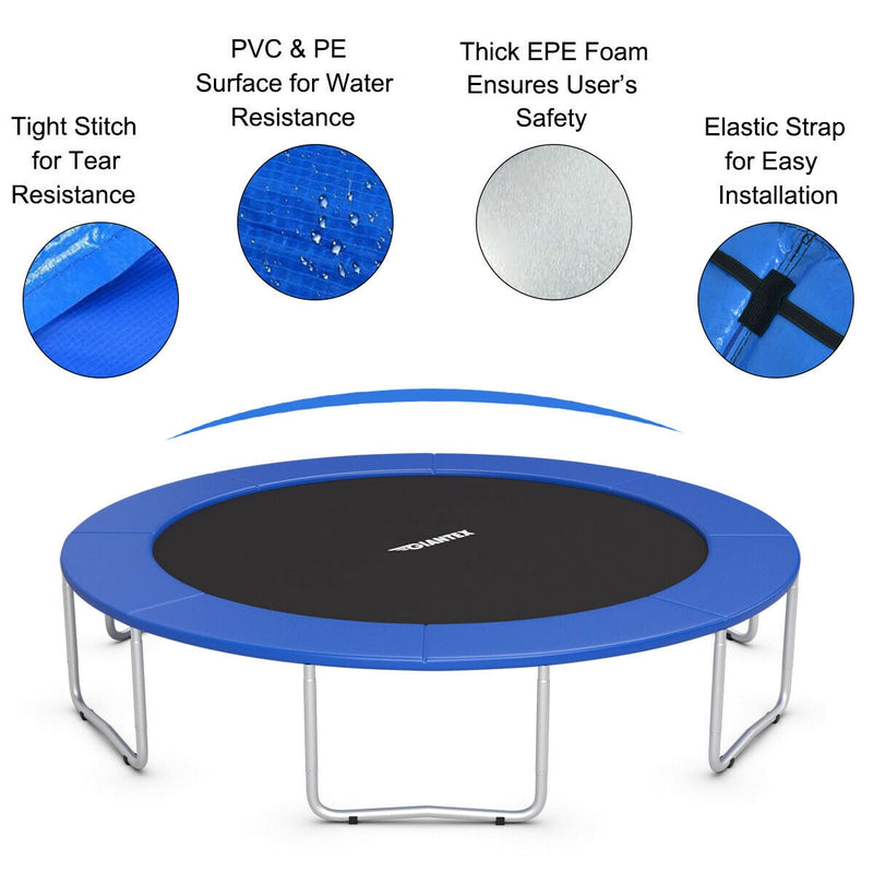 10Ft Waterproof Safety Trampoline  Bounce Frame Spring Cover Outdoor/Indoor-Navy