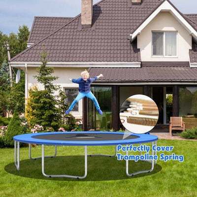 10Ft Waterproof Safety Trampoline  Bounce Frame Spring Cover Outdoor/Indoor-Navy