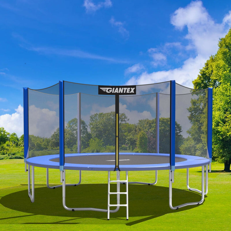 10Ft Waterproof Safety Trampoline  Bounce Frame Spring Cover Outdoor/Indoor-Navy