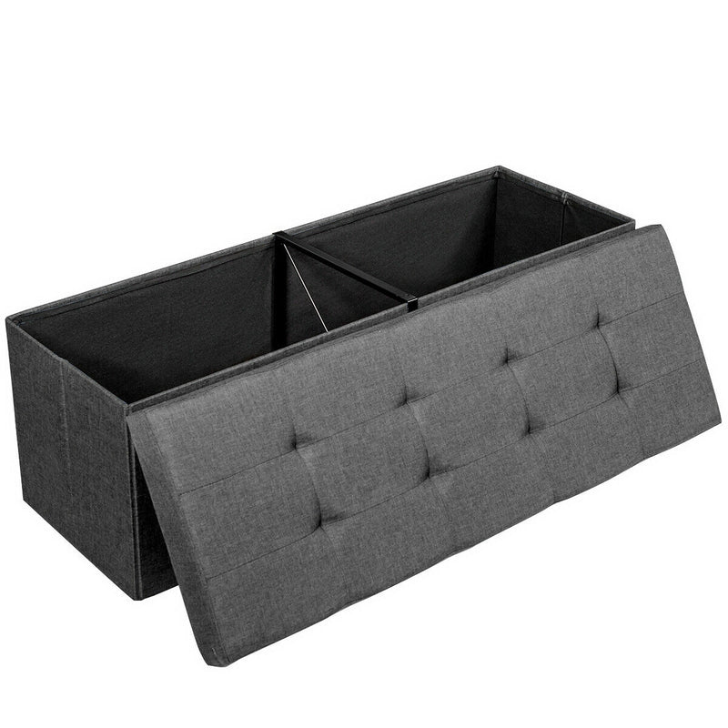 Large Fabric Folding Storage Chest with Smart lift Divider Bed End Ottoman Bench-Dark Gray