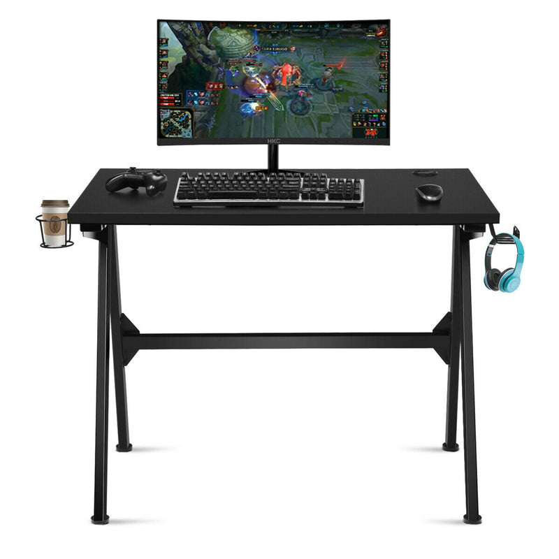 Ergonomic PC Computer Gaming Desk with Cup Holder/Headphone Hook