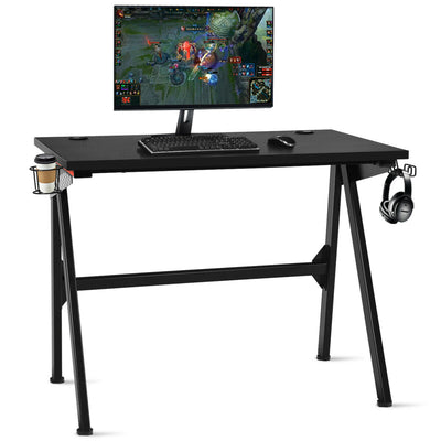 Ergonomic PC Computer Gaming Desk with Cup Holder/Headphone Hook