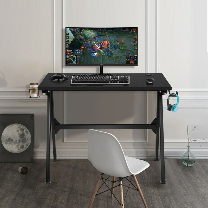 Ergonomic PC Computer Gaming Desk with Cup Holder/Headphone Hook