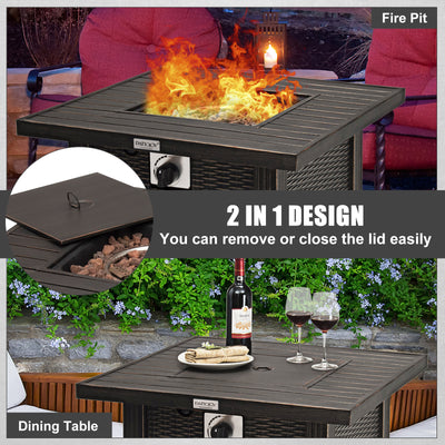 30 Inch 50000 BTU Square Propane Gas Fire Pit Table with Table Cover