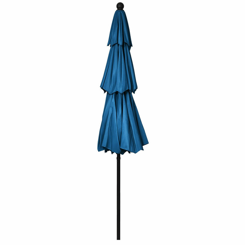 10ft 3 Tier Outdoor Patio Umbrella with Double Vented-Blue