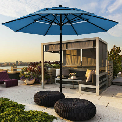 10ft 3 Tier Outdoor Patio Umbrella with Double Vented-Blue