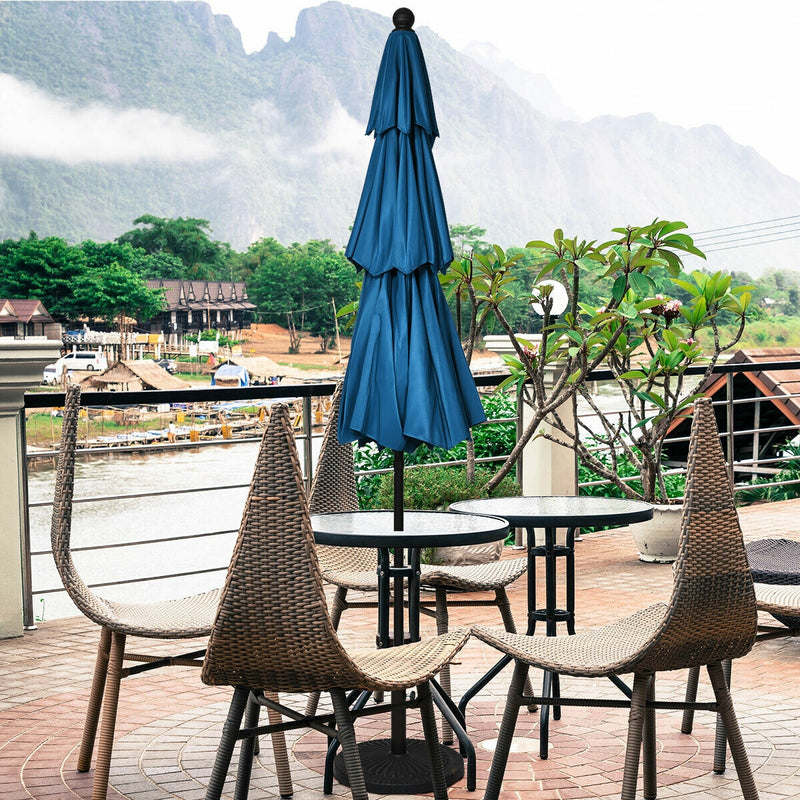 10ft 3 Tier Outdoor Patio Umbrella with Double Vented-Blue