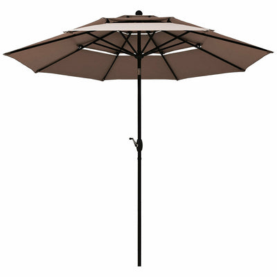 10ft 3 Tier Outdoor Patio Umbrella with Double Vented-Tan