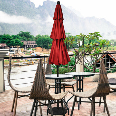 10ft 3 Tier Outdoor Patio Umbrella with Double Vented-Burgundy