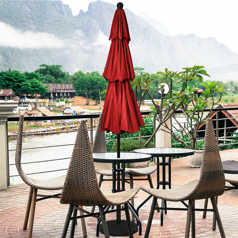 10ft 3 Tier Outdoor Patio Umbrella with Double Vented-Burgundy