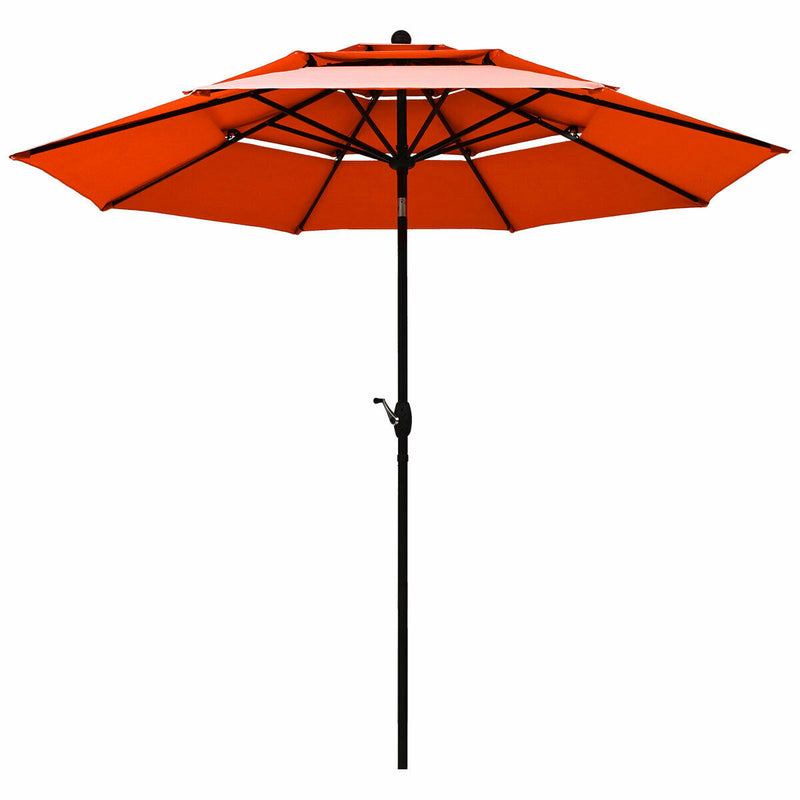 10ft 3 Tier Outdoor Patio Umbrella with Double Vented-Orange