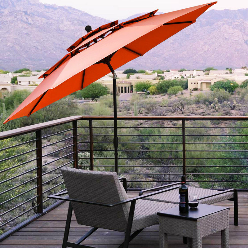 10ft 3 Tier Outdoor Patio Umbrella with Double Vented-Orange