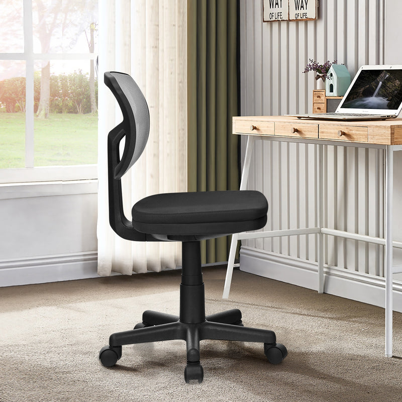 Armless Computer Chair with Height Adjustment and Breathable Mesh for Home Office-Black