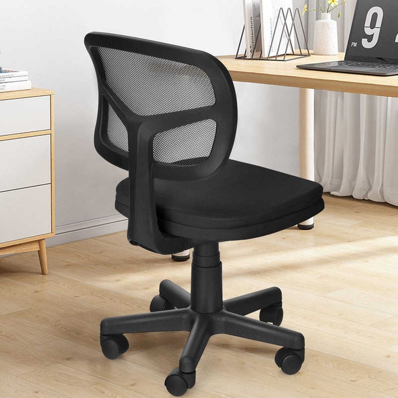 Armless Computer Chair with Height Adjustment and Breathable Mesh for Home Office-Black