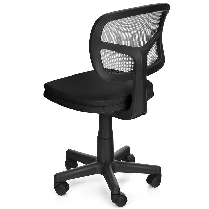 Armless Computer Chair with Height Adjustment and Breathable Mesh for Home Office-Black