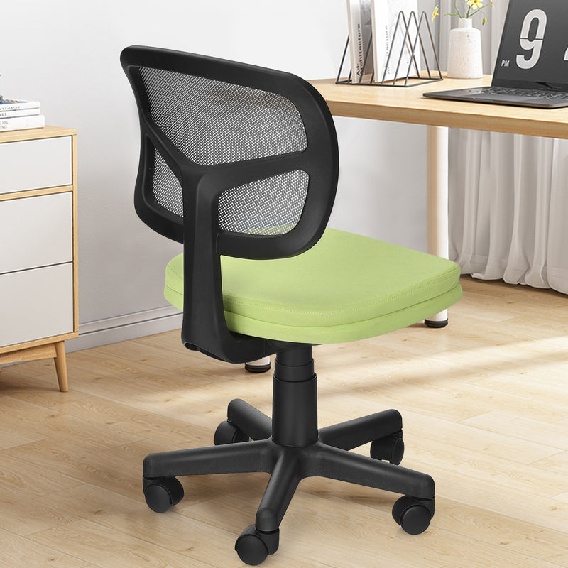 Armless Computer Chair with Height Adjustment and Breathable Mesh for Home Office-Green