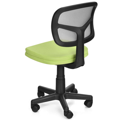 Armless Computer Chair with Height Adjustment and Breathable Mesh for Home Office-Green